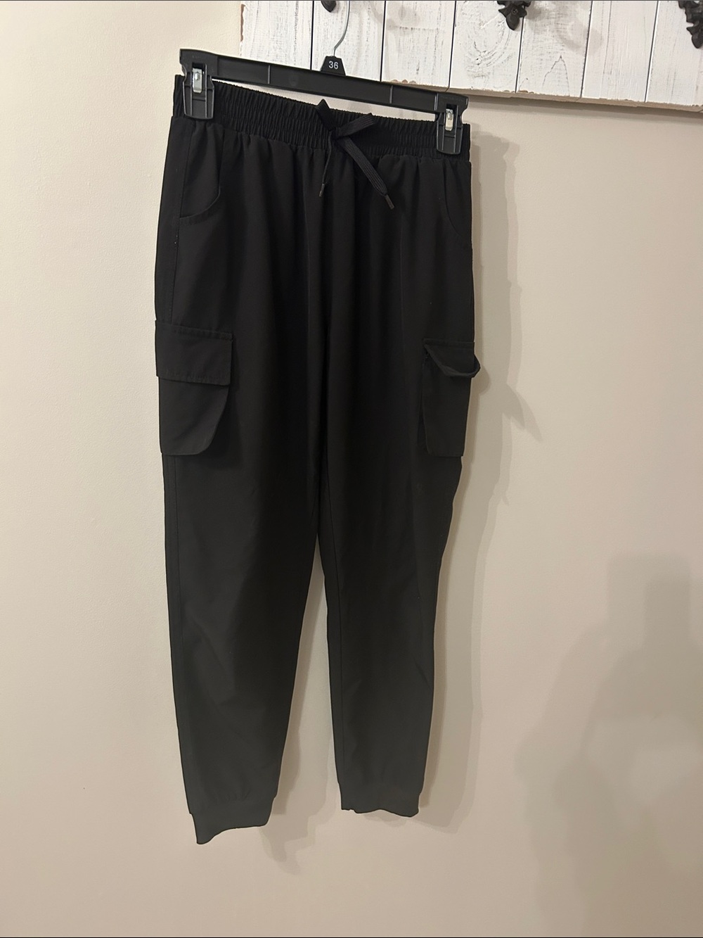 Girls Black Cargo Jogger Pants